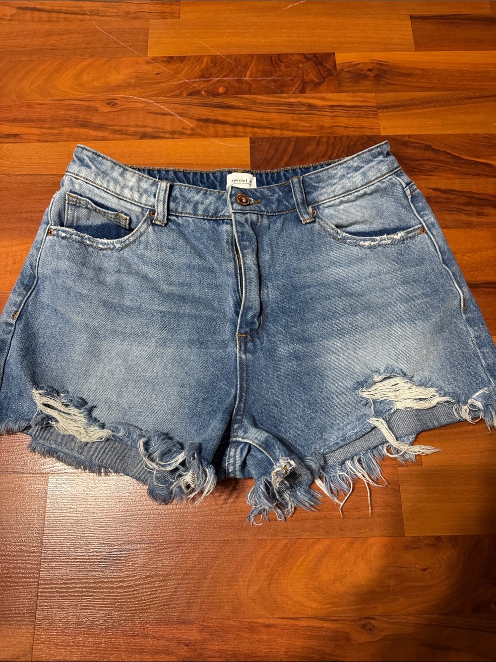Special A Los Angeles California Distressed Denim Shorts - Light Blue M